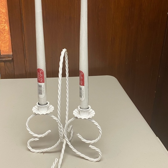 Home Interiors Twisted Metal White Double candleholder centerpiece - Picture 10 of 12